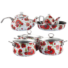 11PCS émail pot de cuisine ensemble